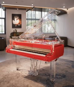 High Quality Luxury Red Mechanical Style Acrylic Grand Piano Keyboard Instrument Acoustic Piano 190cm